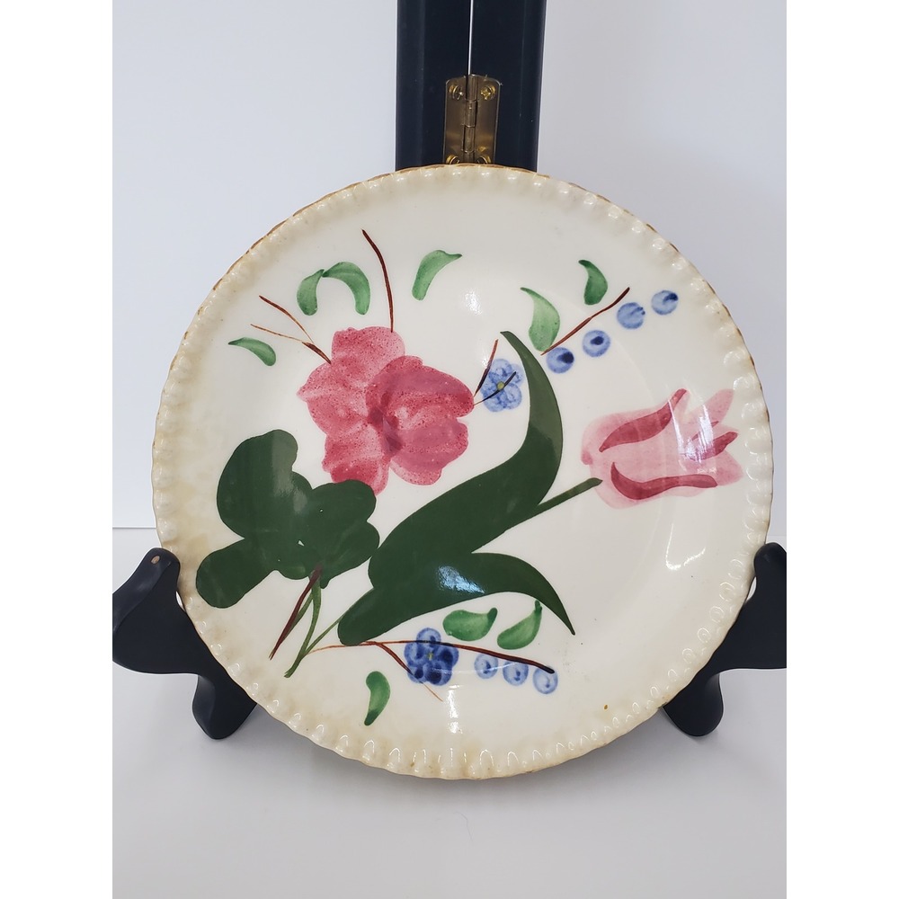Blue Ridge Southern Pottery Hand Painted Floral Plate Candlewick Style Rim